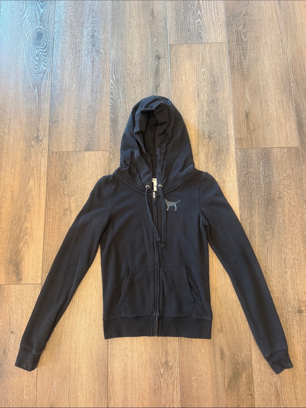 PINK Victoria's Secret Black Full-Zip Hooded Jacket